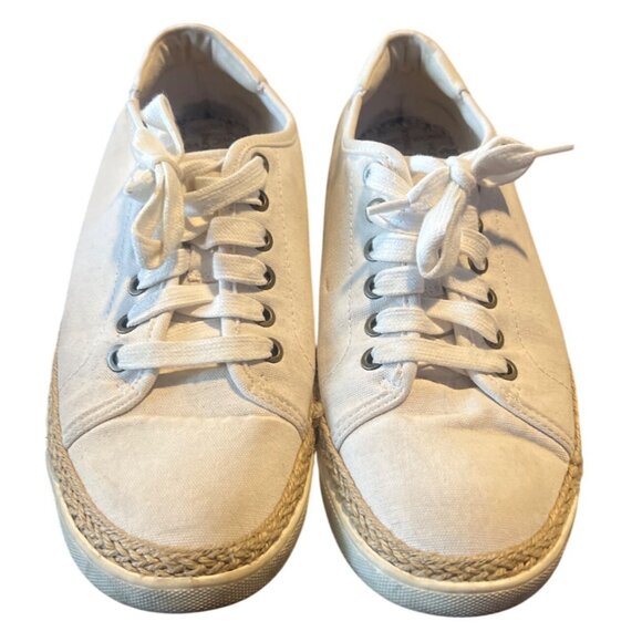Vionic Womens White Canvas Sneakers W/ Rope Detail Size 11 Casual Shoes - Picture 2 of 5
